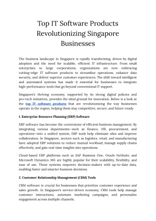Top IT Software Products Revolutionizing Singapore Businesses