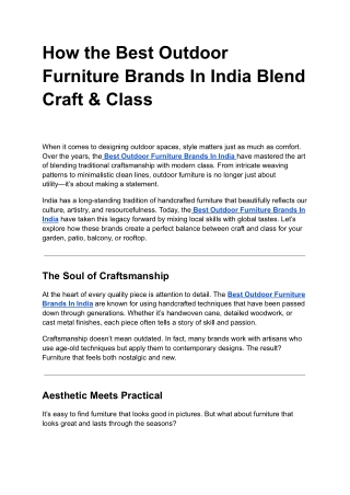 How the Best Outdoor Furniture Brands In India Blend Craft & Class