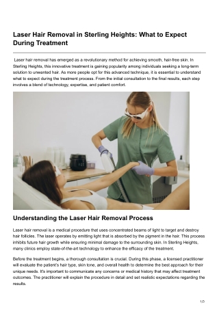 Laser Hair Removal in Sterling Heights What to Expect During Treatment