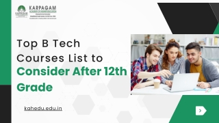 Top B Tech Courses List to Consider After 12th Grade