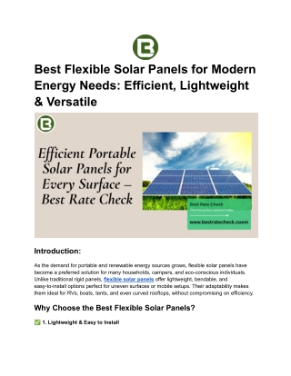 Smart Energy Starts with the Best Flexible Solar Panels
