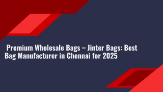 Premium Wholesale Bags – Jinter Bags Best Bag Manufacturer in Chennai for 2025