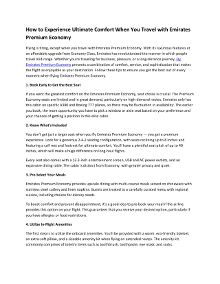 How to Experience Ultimate Comfort When You Travel Emirates Premium Economy (1)