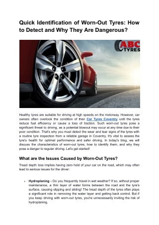 Quick Identification of Worn-Out Tyres_ How to Detect and Why They Are Dangerous