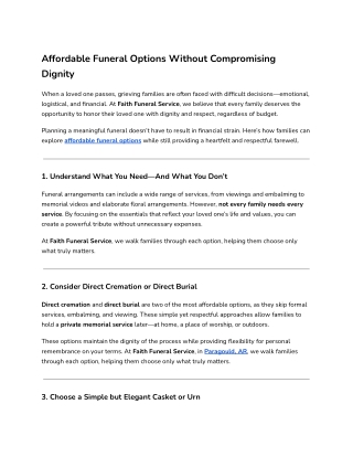 Affordable Funeral Options Without Compromising Dignity