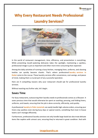 Why Every Restaurant Needs Professional Laundry Services