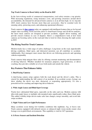 Top Truck Cameras to Boost Safety on the Road in 2025