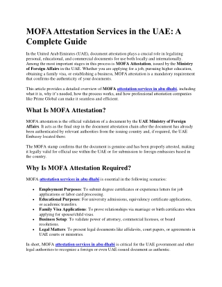 Fast-Track MOFA Attestation for Urgent UAE Requirements