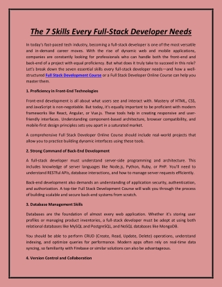 The 7 Skills Every Full-Stack Developer Needs