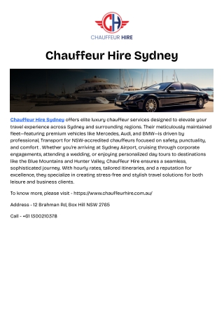 Chauffeur Hire Sydney