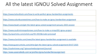 All the latest IGNOU Solved Assignment