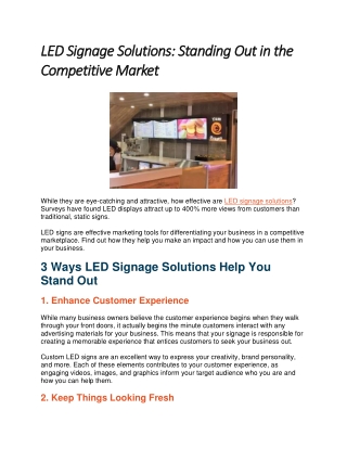 LED Signage Solutions Standing Out in the Competitive Market