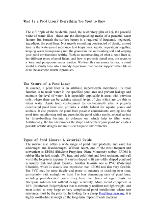 What Is a Pond Liner  Everything You Need to Know