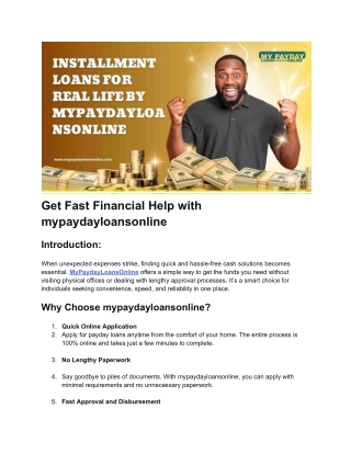 Reliable Loans, No Hard Checks – MyPaydayLoansOnline