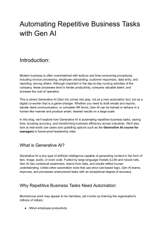 Automating Repetitive Business Tasks with Gen AI