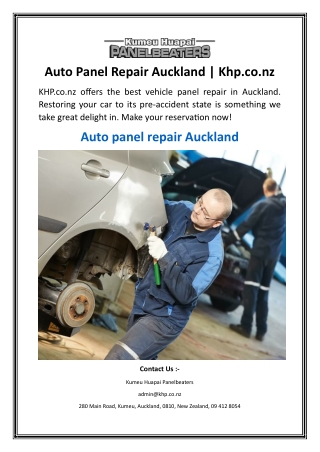Auto Panel Repair Auckland Khp.co.nz.