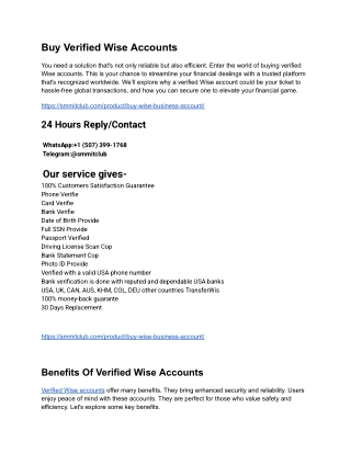5 Best site to Buy Verified Wise Accounts