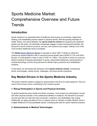 Sports Medicine Market_ Comprehensive Overview and Future Trends