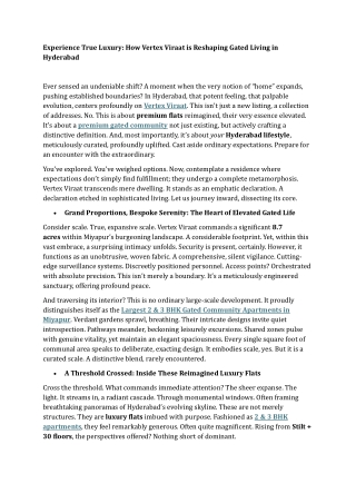 Experience True Luxury How Vertex Viraat is Reshaping Gated Living in Hyderabad