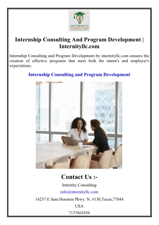 Internship Consulting And Program Development | Internityllc.com