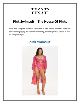 Pink Swimsuit  The House Of Pinks