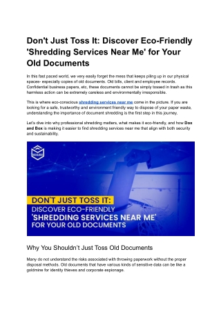 Don't Just Toss It_ Discover Eco-Friendly 'Shredding Services Near Me' for Your Old Documents