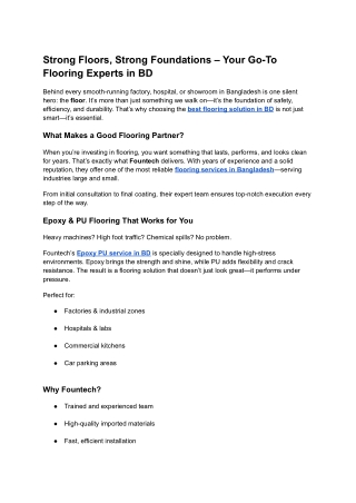 Strong Floors, Strong Foundations – Your Go-To Flooring Experts in BD