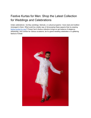 Festive Kurtas for Men: Shop the Latest Collection for Weddings and Celebrations