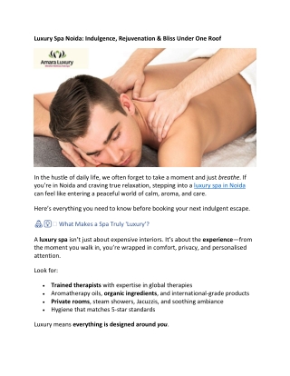 Luxury Spa Noida Indulgence  Rejuvenation & Bliss Under One Roof