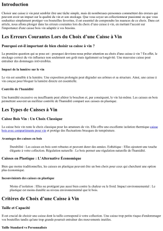 Les Erreurs Courantes Lors du Choix d’une Caisse à Vin