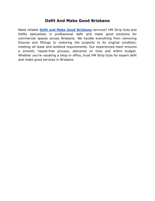 Defit And Make Good Brisbane