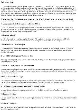 « L'Impact du Matériau sur le Goût du Vin : Focus sur les Caisses en Bois »