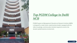 Top PGDM College in Delhi NCR. MERI College