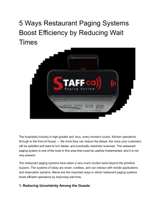 Ways Restaurant Paging Systems Boost Efficiency by Reducing Wait Times