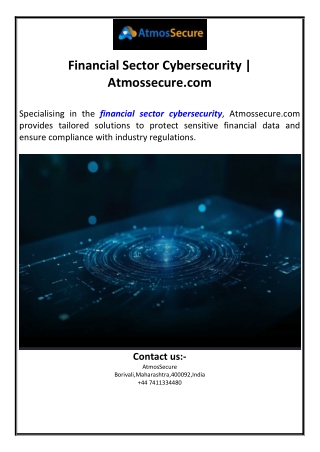 Financial Sector Cybersecurity | Atmossecure.com