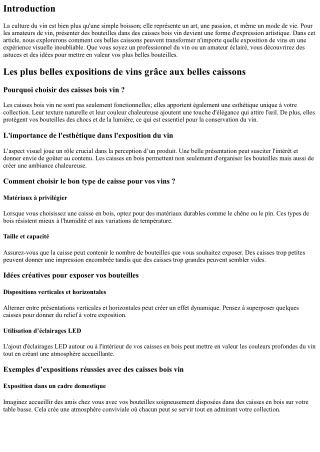 Les plus belles expositions de vins grâce aux belles caissons