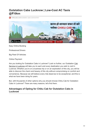 Outstation Cabs Lucknow Low-Cost AC Taxis 10km