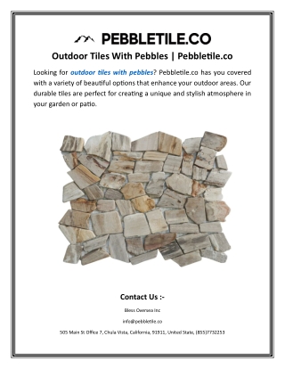 Outdoor Tiles With Pebbles.Pebbletile.co.