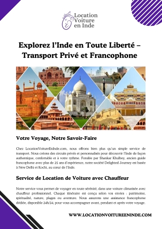 Explorez l’Inde en Toute Liberté – Transport Privé et Francophone
