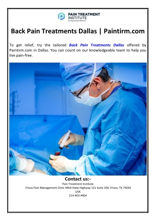 Back Pain Treatments Dallas | Paintirm.com