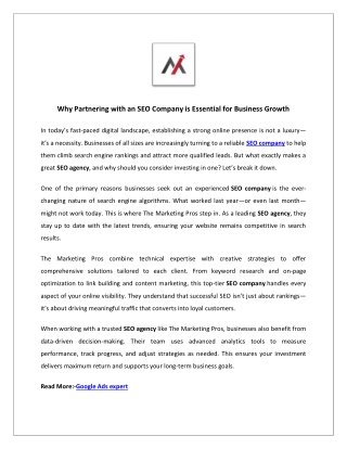 Why Partnering with an SEO Company is Essential for Business Growth