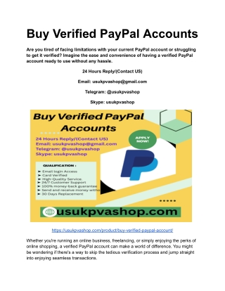 Buy Verified PayPal Accounts