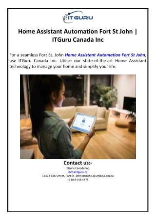 Home Assistant Automation Fort St John | ITGuru Canada Inc