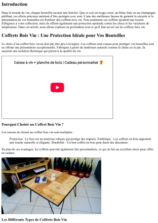 Coffrets Bois Vin : Une Protection Idéale pour Vos Bouteilles