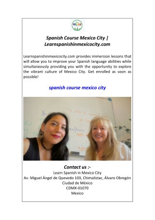 Spanish Course Mexico City  Learnspanishinmexicocity.com