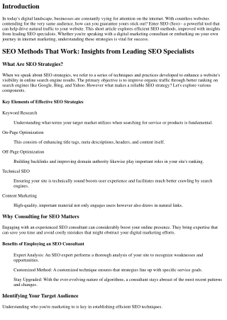SEO Techniques That Work: Insights from Leading SEO Specialists