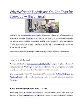 Why We're the Electricians You Can Trust for Every Job — Big or Small