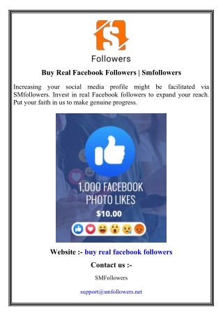 Buy Real Facebook Followers   Smfollowers