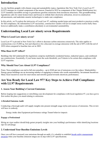 **Are You Ready for Local Law 97? Key Steps to Achieve Full Compliance with LL97