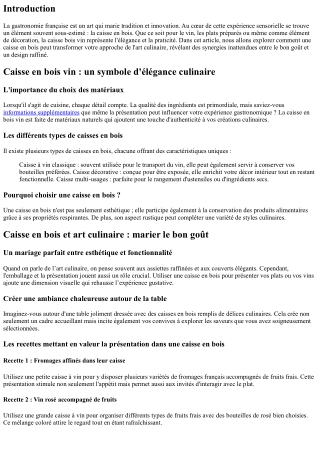 Caisse en bois et art culinaire : marier le bon goût